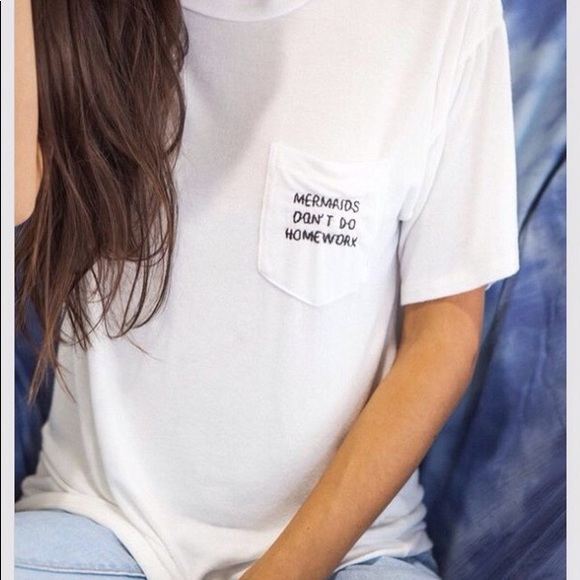 Brandy Melville Tops - Brandy Melville Mermaids Don't Do Homework Tee